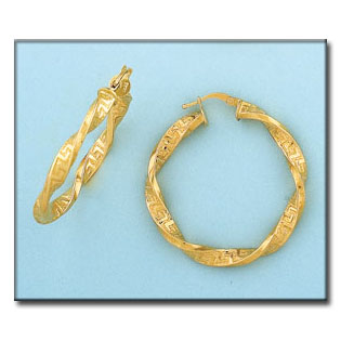 AROS CON GRECA EN ORO DE 18KL - 30MM