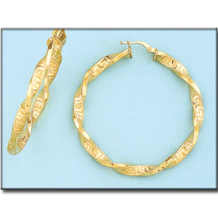 AROS CON GRECA EN ORO DE 18KL - 42MM