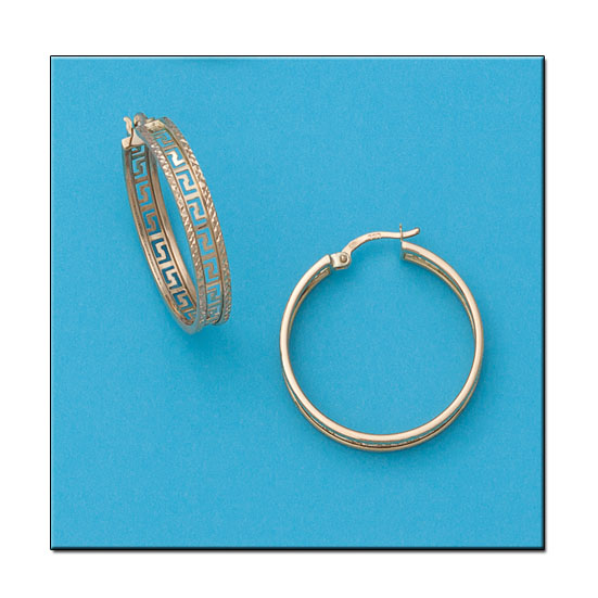 AROS EN ORO DE 18KL GRECA TALLADO -25MM