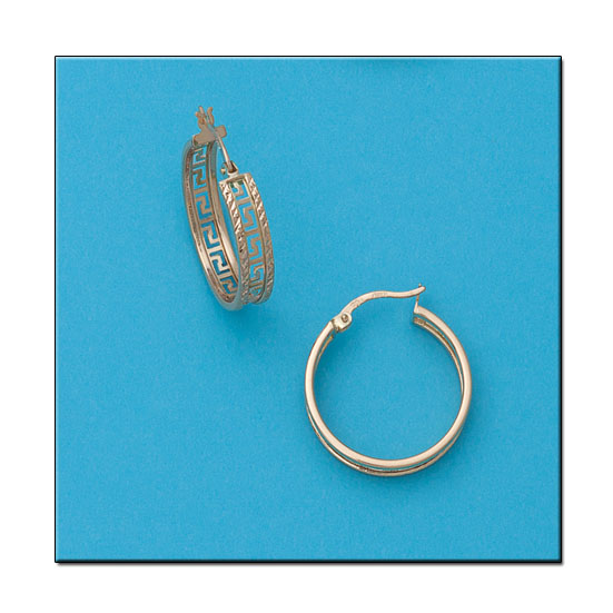 AROS EN ORO DE 18KL GRECA TALLADOS -20MM