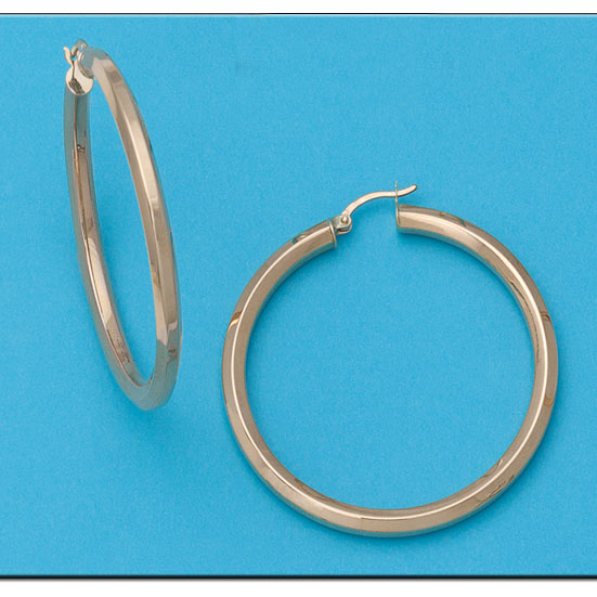 AROS EN ORO DE 18KL TUBO HEXAGONAL -40MM