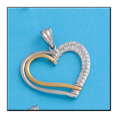 COLGANTE CORAZON - PLATA Y CHAPADO ORO