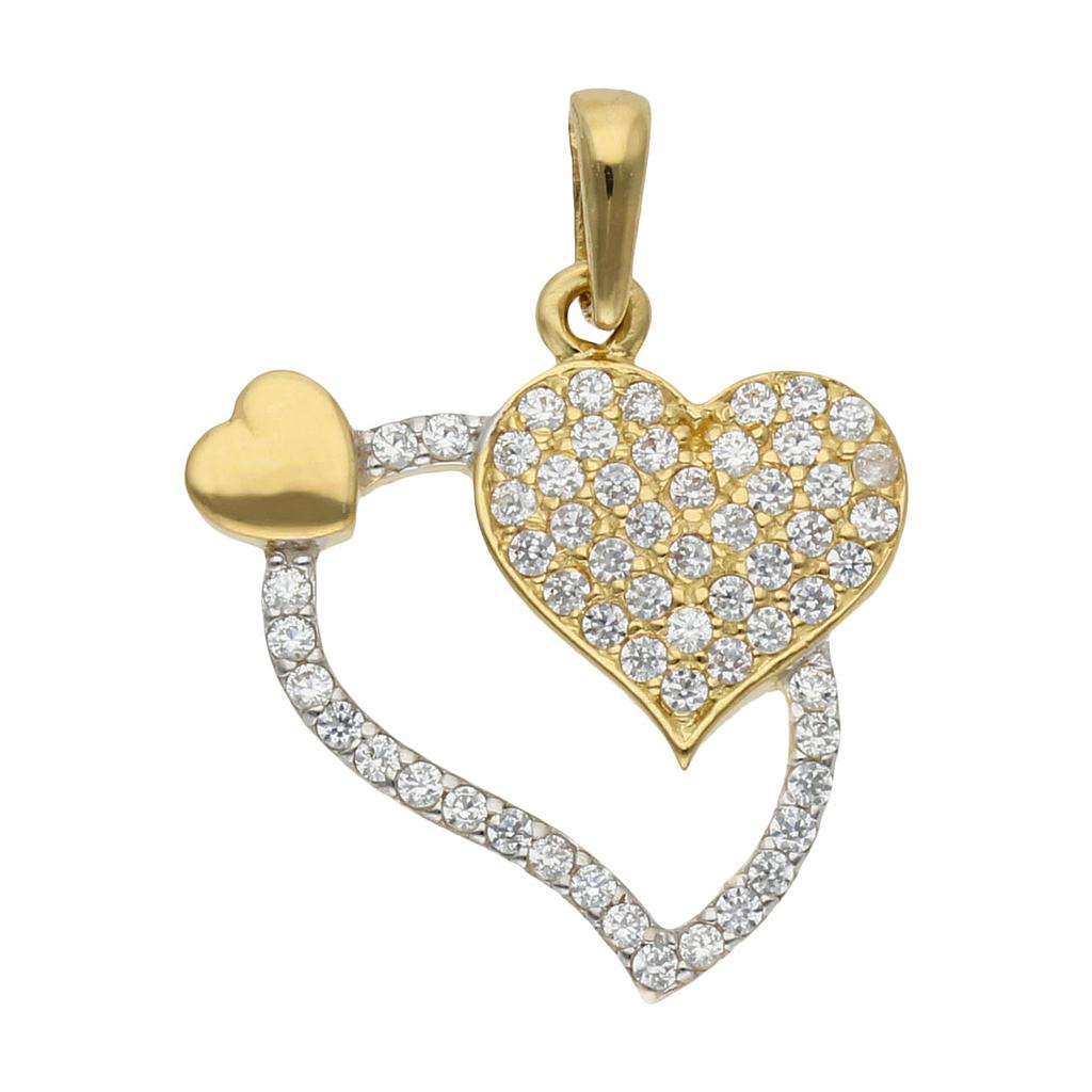 COLGANTE EN ORO DE 18KL CORAZONES 