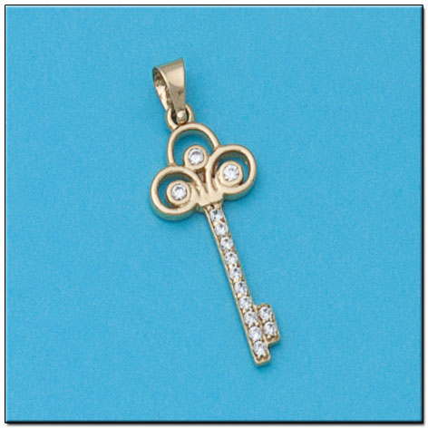 COLGANTE EN ORO DE 18KL LLAVE CORAZON 
