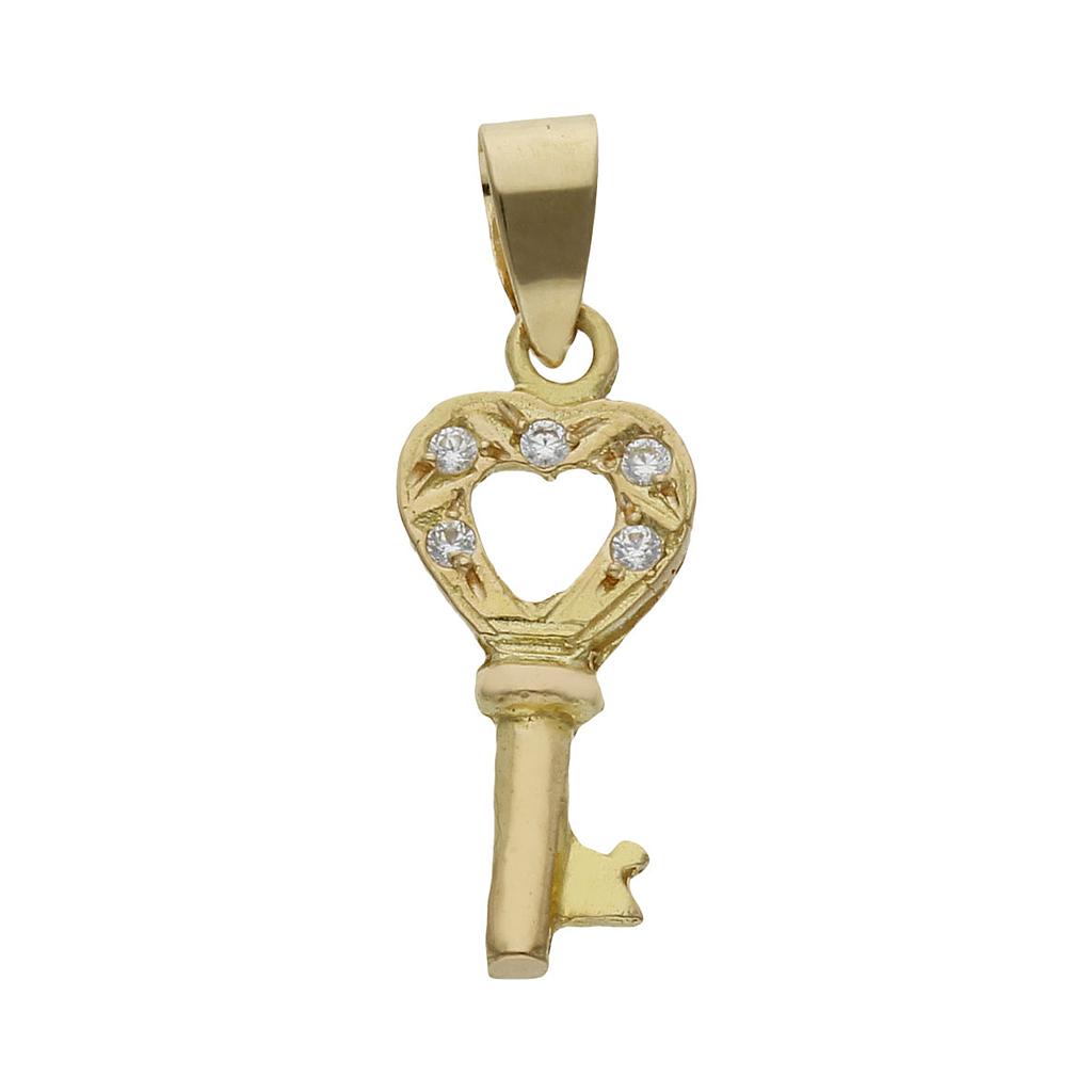 COLGANTE LLAVE ORO 18KL CIRCONITAS - 8x17MM