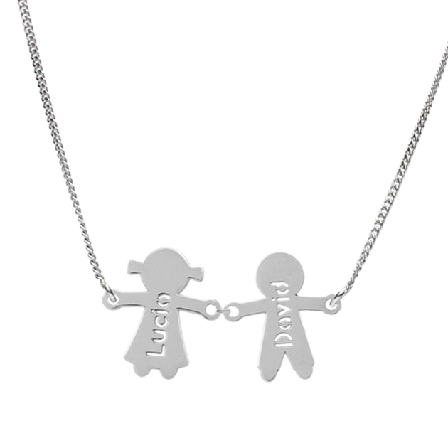 COLGANTE NOMBRE NIÑA + NIÑO PLATA 925MM 
