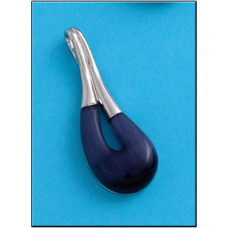 COLGANTE OJO DE GATO AZUL PLATA 925MM