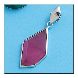 COLGANTE OJO DE GATO FUCSIA PLATA 925MM