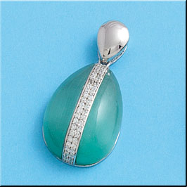 COLGANTE OJO DE GATO VERDE PLATA 925MM