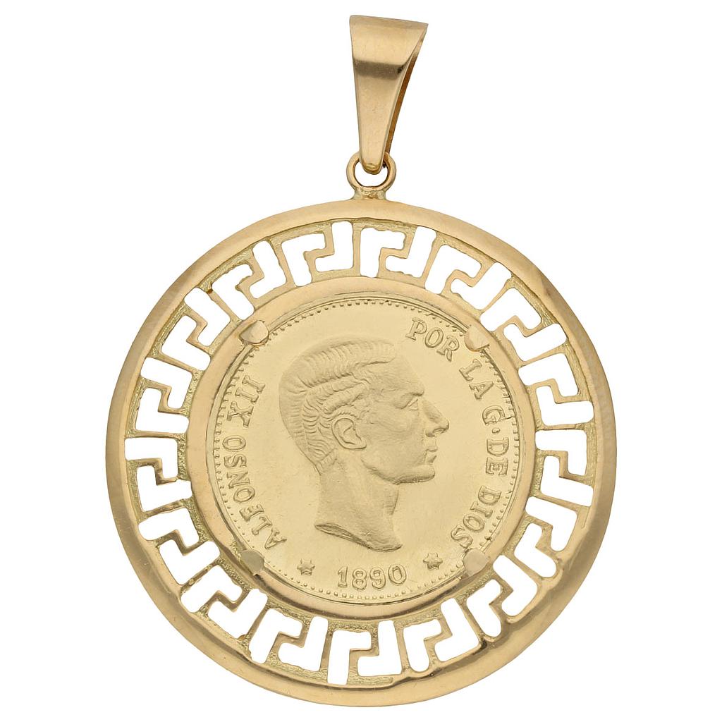 COLGANTE ORO 18KL CON MONEDA DE 18MM