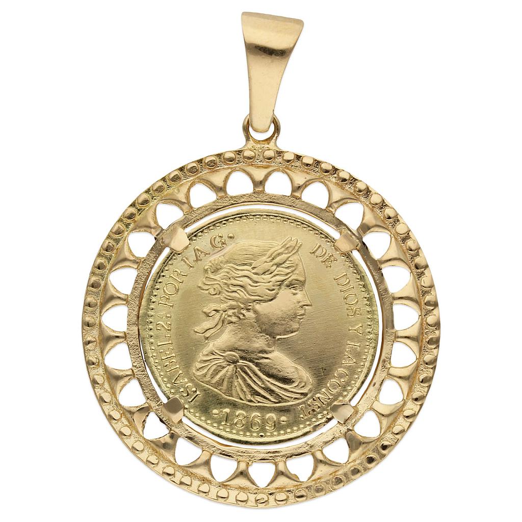 COLGANTE ORO 18KL CON MONEDA DE 20MM