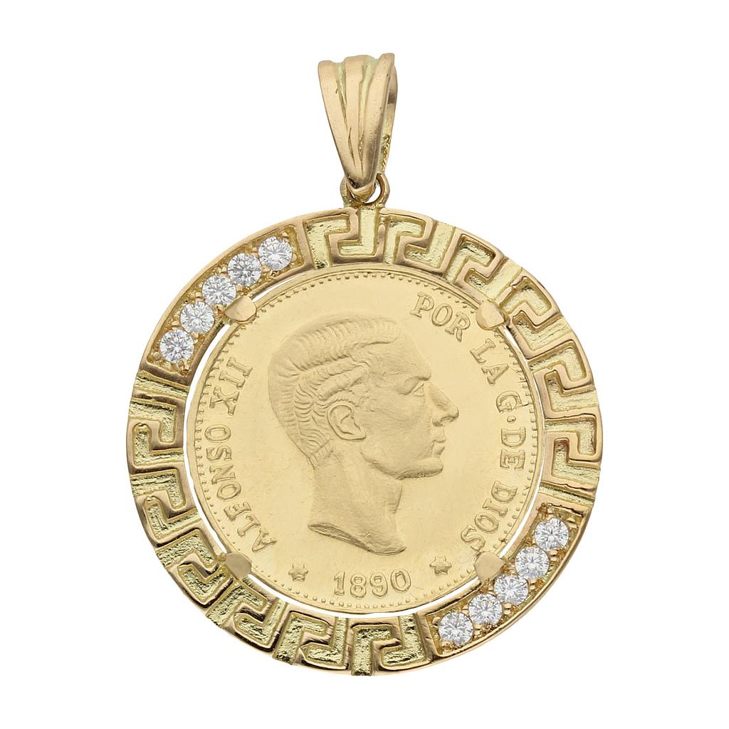 COLGANTE ORO 18KL CON MONEDA DE 20MM