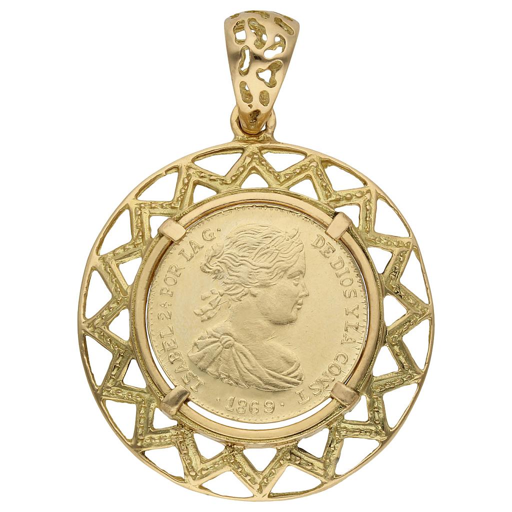 COLGANTE ORO 18KL CON MONEDA DE 20MM 