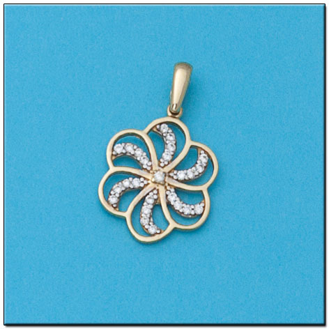 COLGANTE ORO DE 18KL FLOR CON CIRCONITAS