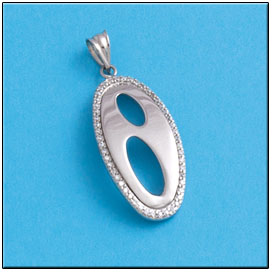 COLGANTE OVALADO CIRCONITAS PLATA 925MM