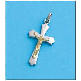 CRUZ CON CRISTO - PLATA Y ORO CHAPADO
