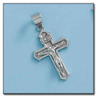 CRUZ CON CRISTO EN ORO BLANCO DE 18KL