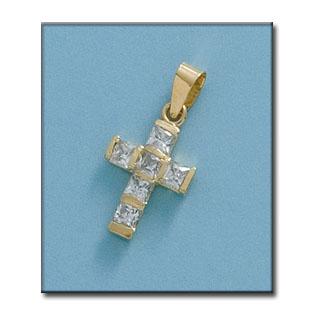 CRUZ EN ORO DE 18KL CIRCONITAS - 10X17MM