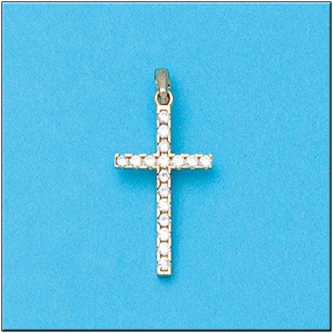 CRUZ EN ORO DE 18KL CIRCONITAS - 12X22MM