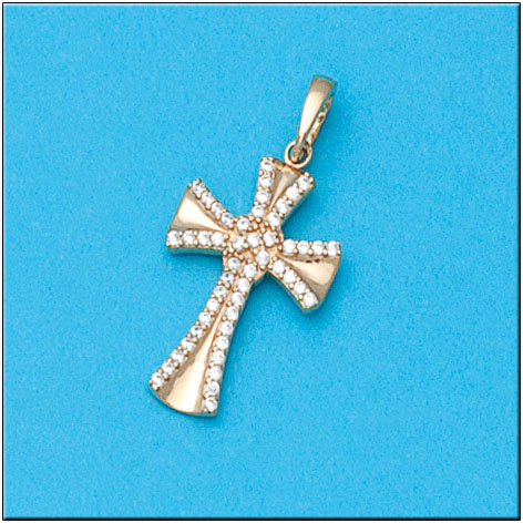 CRUZ EN ORO DE 18KL CIRCONITAS - 13X22MM