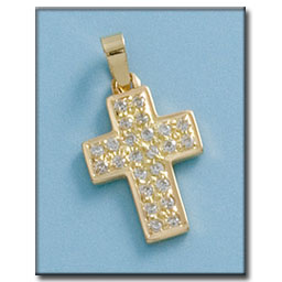 CRUZ EN ORO DE 18KL CIRCONITAS - 14X20MM