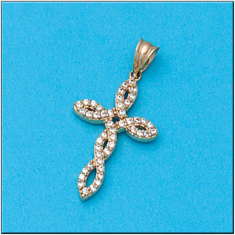 CRUZ EN ORO DE 18KL CIRCONITAS - 14X23MM
