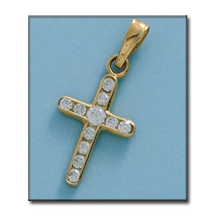 CRUZ EN ORO DE 18KL CIRCONITAS - 14X24MM