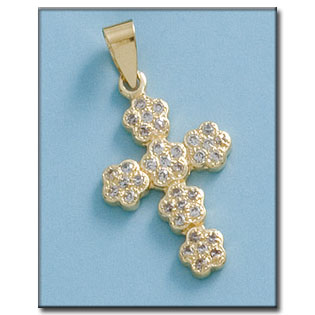 CRUZ EN ORO DE 18KL CIRCONITAS - 18X28MM