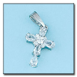 CRUZ ORO BLANCO DE 18KL CON CIRCONITAS