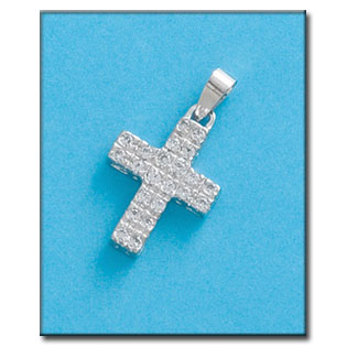 CRUZ ORO BLANCO DE 18KL CON CIRCONITAS
