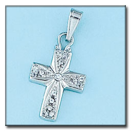CRUZ ORO BLANCO DE 18KL CON CIRCONITAS