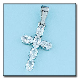 CRUZ ORO BLANCO DE 18KL CON CIRCONITAS
