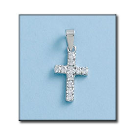 CRUZ ORO BLANCO DE 18KL CON CIRCONITAS