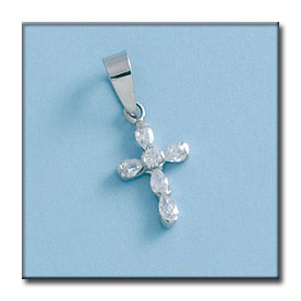 CRUZ ORO BLANCO DE 18KL CON CIRCONITAS