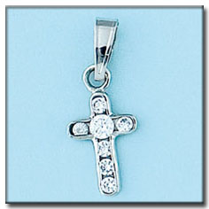CRUZ ORO BLANCO DE 18KL CON CIRCONITAS