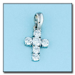 CRUZ ORO BLANCO DE 18KL CON CIRCONITAS