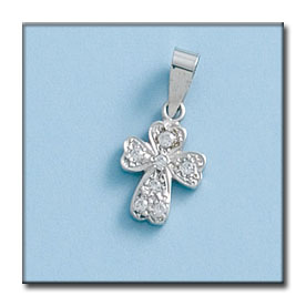 CRUZ ORO BLANCO DE 18KL CON CIRCONITAS