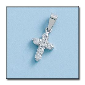 CRUZ ORO BLANCO DE 18KL CON CIRCONITAS