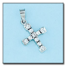 CRUZ ORO BLANCO DE 18KL CON CIRCONITAS