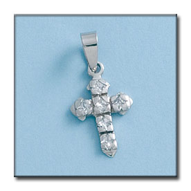 CRUZ ORO BLANCO DE 18KL CON CIRCONITAS