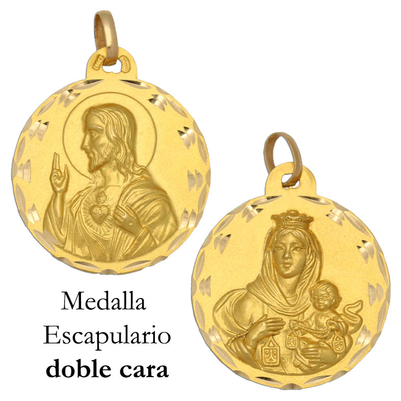 MEDALLA ORO 18KL ESCAPULARIO MEDIDA 25MM