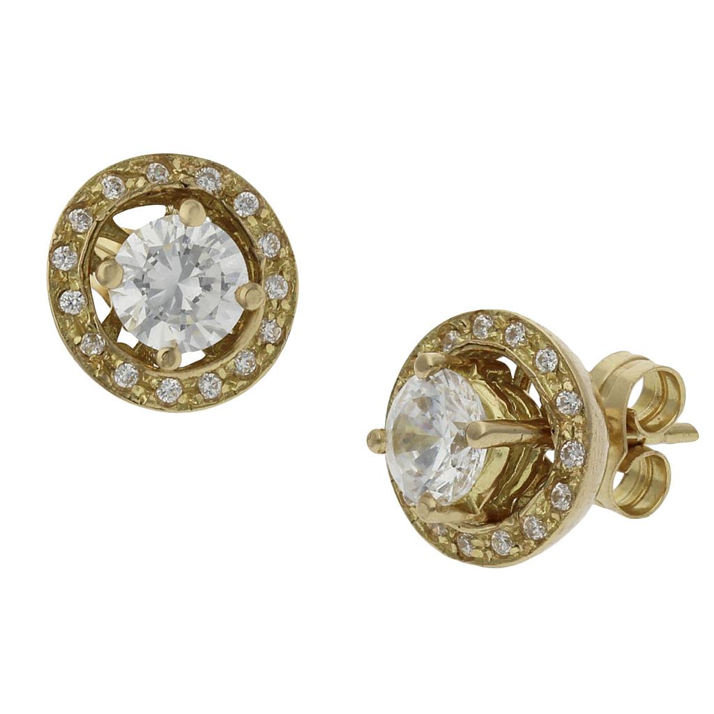 PENDIENTES 2 EN 1 ORO 18KL CIRCONITAS - 9MM