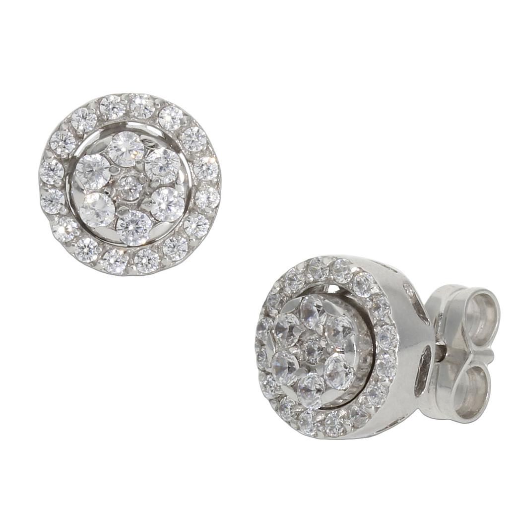 PENDIENTES 2 EN 1 ORO BLANCO 18KL CIRCONITAS