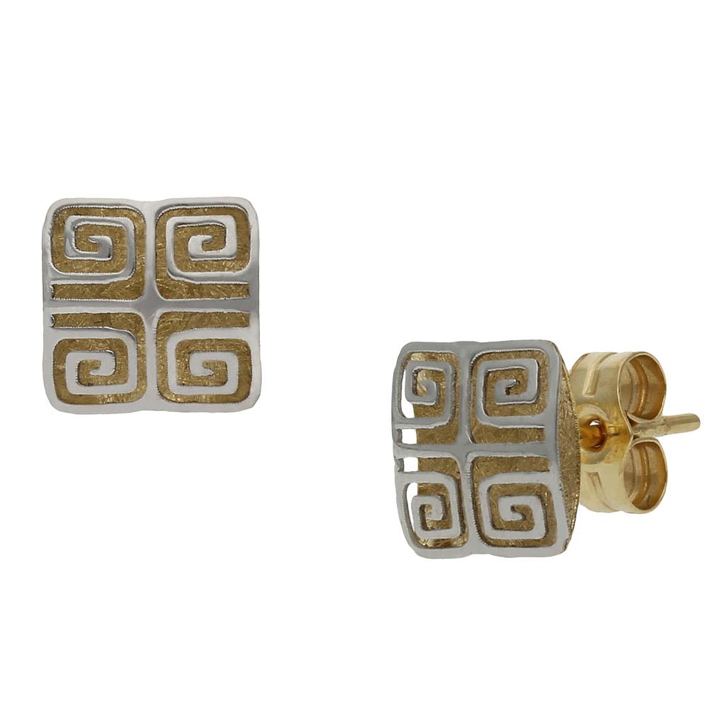 PENDIENTES BICOLOR ORO 18KL - 7X7MM
