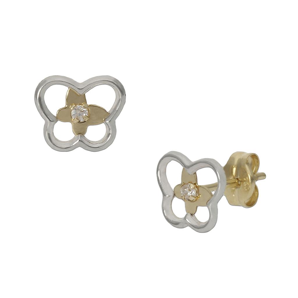 PENDIENTES BICOLOR ORO 18KL MARIPOSA - 8X7MM