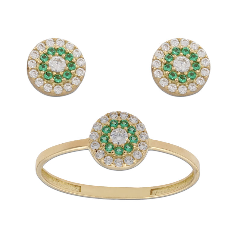 PENDIENTES CIRCULO ORO 18KL - VERDE