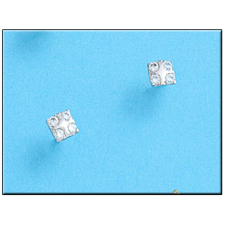PENDIENTES EN ORO BLANCO 18KL CUADRADOS