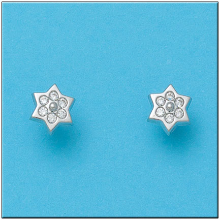 PENDIENTES EN ORO BLANCO 18KL ESTRELLAS