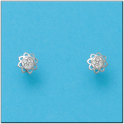 PENDIENTES EN ORO BLANCO 18KL FLOR