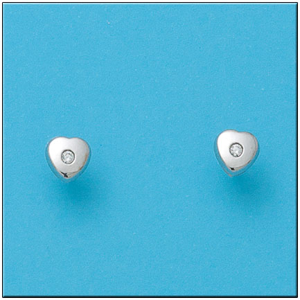 PENDIENTES EN ORO BLANCO DE 18KL CORAZON